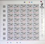 Chemise souple noire : dessins et cartes de vœux de graveurs de timbres dont un projet Clémenceau de Joseph Rajewicz (1982) dont Decaris, Béquet, Andreotto