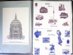 Chemise souple noire : dessins et cartes de vœux de graveurs de timbres dont un projet Clémenceau de Joseph Rajewicz (1982) dont Decaris, Béquet, Andreotto