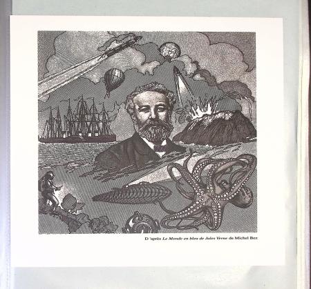 Chemise souple noire : dessins et cartes de vœux de graveurs de timbres dont un projet Clémenceau de Joseph Rajewicz (1982) dont Decaris, Béquet, Andreotto