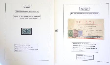 Collection de 199 pages sur la vie de Jean Mermoz montée sur feuilles Safe : quelques plis d'époque, nombreux plis commémoratifs de 1937 à nos jours,...