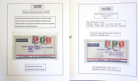 Collection de 199 pages sur la vie de Jean Mermoz montée sur feuilles Safe : quelques plis d'époque, nombreux plis commémoratifs de 1937 à nos jours,...
