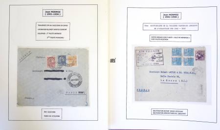 Collection de 199 pages sur la vie de Jean Mermoz montée sur feuilles Safe : quelques plis d'époque, nombreux plis commémoratifs de 1937 à nos jours,...