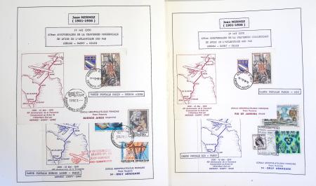 Collection de 199 pages sur la vie de Jean Mermoz montée sur feuilles Safe : quelques plis d'époque, nombreux plis commémoratifs de 1937 à nos jours,...