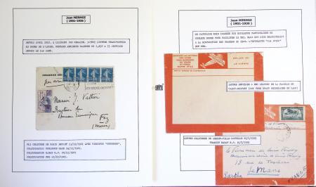 Collection de 199 pages sur la vie de Jean Mermoz montée sur feuilles Safe : quelques plis d'époque, nombreux plis commémoratifs de 1937 à nos jours,...