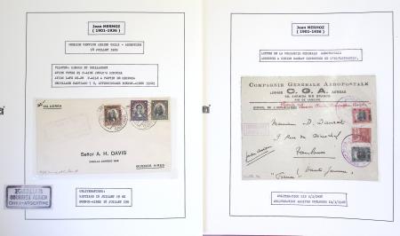 Collection de 199 pages sur la vie de Jean Mermoz montée sur feuilles Safe : quelques plis d'époque, nombreux plis commémoratifs de 1937 à nos jours,...