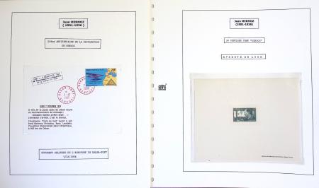 Collection de 199 pages sur la vie de Jean Mermoz montée sur feuilles Safe : quelques plis d'époque, nombreux plis commémoratifs de 1937 à nos jours,...
