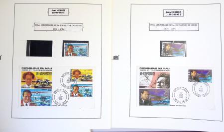 Collection de 199 pages sur la vie de Jean Mermoz montée sur feuilles Safe : quelques plis d'époque, nombreux plis commémoratifs de 1937 à nos jours,...