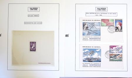 Collection de 199 pages sur la vie de Jean Mermoz montée sur feuilles Safe : quelques plis d'époque, nombreux plis commémoratifs de 1937 à nos jours,...
