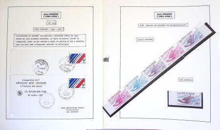 Collection de 199 pages sur la vie de Jean Mermoz montée sur feuilles Safe : quelques plis d'époque, nombreux plis commémoratifs de 1937 à nos jours,...