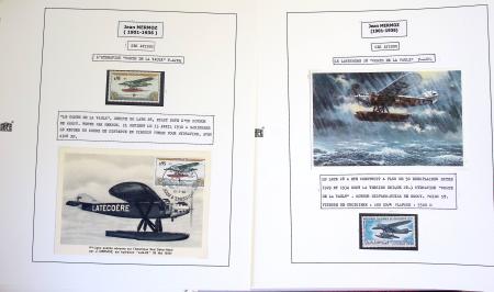 Collection de 199 pages sur la vie de Jean Mermoz montée sur feuilles Safe : quelques plis d'époque, nombreux plis commémoratifs de 1937 à nos jours,...