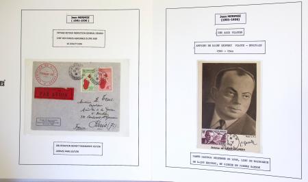 Collection de 199 pages sur la vie de Jean Mermoz montée sur feuilles Safe : quelques plis d'époque, nombreux plis commémoratifs de 1937 à nos jours,...