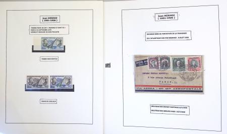 Collection de 199 pages sur la vie de Jean Mermoz montée sur feuilles Safe : quelques plis d'époque, nombreux plis commémoratifs de 1937 à nos jours,...