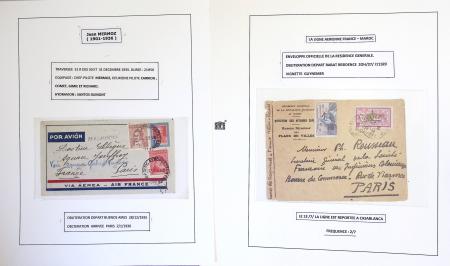Collection de 199 pages sur la vie de Jean Mermoz montée sur feuilles Safe : quelques plis d'époque, nombreux plis commémoratifs de 1937 à nos jours,...
