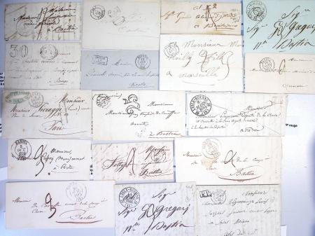 35 lettres de Corse avant le timbre avec CAD de types divers dont l'Isle Rousse T12 (1841 et 1843), T13 Corte (1841), T12 St Florent (1832),...