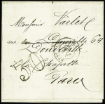 Lettre non affranchie avec texte de prisonnier politique à bord de l'Aube en rade de Brest le 1er juin 1871 avec T17 Brest (2 juin 71) + taxe 30 double-trait