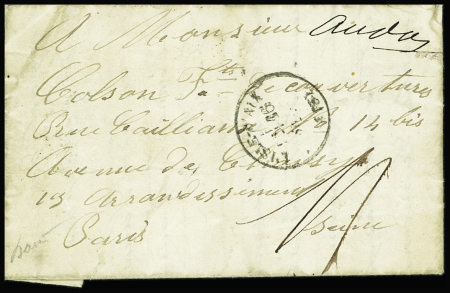 Lettre non affranchie d'un prisonnier politique avec CAD T16 "L'Isle d'Aix (16)" (16 sept 1871) adressée à ses parents avec arrivée La gare d'Ivry (17 sept 71)