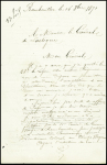 Texte de correspondance adressé au général de Lartigue par un lieutenant comdamné à la déportation par le 11ème Conseil de Guerre siégeant à Rambouillet (16 oct 1871)