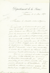 Correspondance de Versailles (15 mai 1871) concernant les localités bombardées et les réfugiés avec signature autographe de Jules Ferry. TB