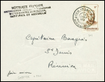 Madagascar n°315 OBL CAD "S. Paul et Amsterdam Madagascar depend. Australes" (19 janv 05 - millésime renversé) sur lettre pour la Réunion avec griffe noire