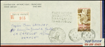 TAAF PA n°1 OBL Terre Adélie (15.2.49 et 20.1.50) sur env. recommandée avec cachet illustré ouverture service postal et au verso transits Hobart et Sydney