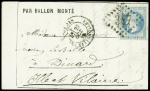 N°29 OBL GC 347 + CAD "Paris les Batignolles" (27 oct 70) sur ballon monté pour Dinard avec arrivée 2.11.1870 (Le Colonel  Charras). TB