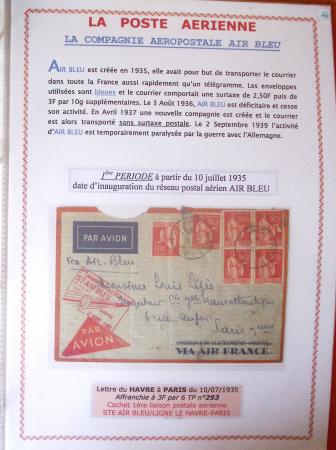 13 env du 1er Air Bleu (1935 - 1936) et 14 env du 2ème Air Bleu (1937 - 1939). Est jointe la brochure de Georges Pierre et Marcel Mayer