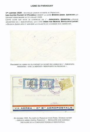 Paraguay n°274 + PA5 en paire OBL CAD violet "Scio aeropostal Paraguay" (26.2.29) sur env. CGA pour Paris