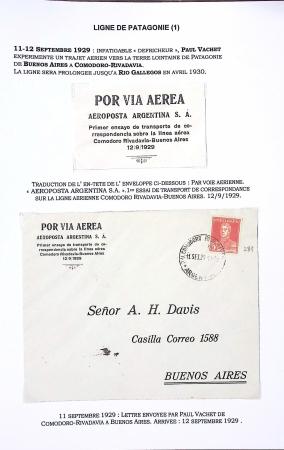 12.9.1929 Comodoro Rivadavia - Buenos Aires par Vachet, env. à en-tête "Por via aerea Aeroposta Argentina SA" (Muller n°46 Argentine). Rare et TB