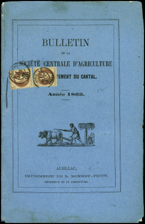 N°26, 2 pièces, OBL T15 Aurillac (1 sept  1863) su