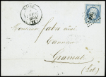 N°15 OBL PC 1934 + T14 Maurs (1855) sur lettre, in