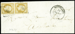 N°13 en paire OBL PC 2148 + T14 Montsalvy (1855) s