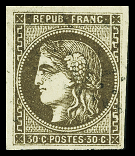 N°47 30c brun, oblitération légère dégageant l'effigie,