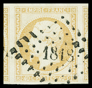 N°16b 40c orange sur paille, obl. GC 1818 de Lyon,