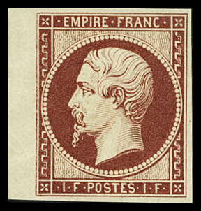N°18d 1f carmin, réimpression de 1862, petit bord de