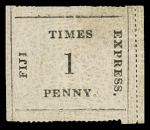 1871 Times Express 1d Black on rose, vertically ribbed