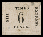 1871 Times Express 6d Black on rose, vertically ribbed