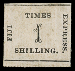 1871 Times Express 1s Black on rose, vertically ribbed