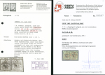 1843-51 Drei Marken mit Attest : Doppelgenf aus zwei