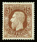 N°37 5F brun-rouge Leopold II, bon centrage, très frais,
