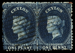 1863-66 1d Deep Blue, perf. 12 1/2, watermark inverted