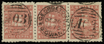 1866-71 8c Brownish pink, horizontal strip of three