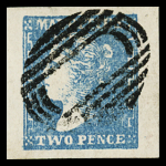 1859 Dardenne 2d Pale blue, wide margins all around,