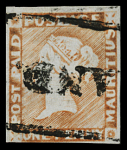1848-59 1d Red on grey, worn impression, position 5