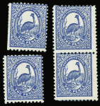 1888-89 2d Prussian Blue, marginal horizontal block