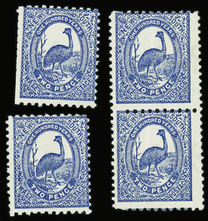 1888-89 2d Prussian Blue, marginal horizontal block