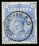 1883-84 10s Ultramarine, lettered JF, wmk Anchor, white