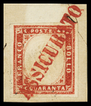 ASSICURATA and ASSICURATO cancellation, 1855-63 40c