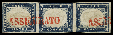 ASSICURATA and ASSICURATO cancellation, 1855-63 40c