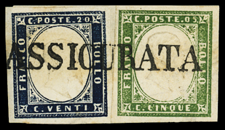 ASSICURATA and ASSICURATO cancellation, 1855-63 40c