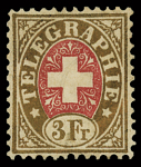 1868-81 TELEGRAPHENMARKEN-Sammlung auf drei Steckalbumseiten,